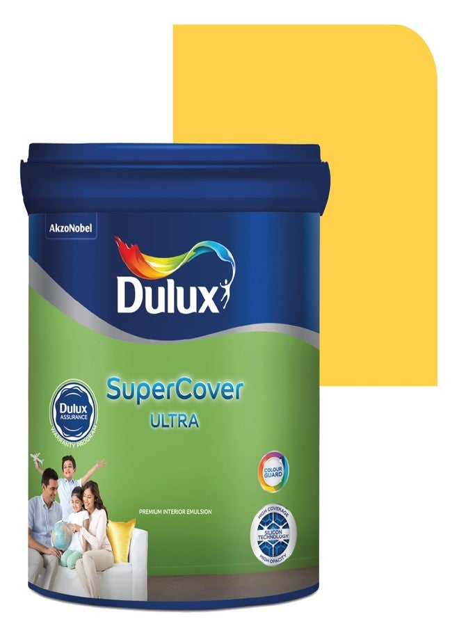 ديولكس دولوكس سوبر كوفر ألترا - طلاء داخلي فاخر للجدران والأسقف | لمسة نهائية ناعمة غير لامعة | متين، يدوم طويلاً مع تغطية إضافية، أصفر (1 لتر، لون زهرة الربيع، ضمان 4 سنوات) - Image 1